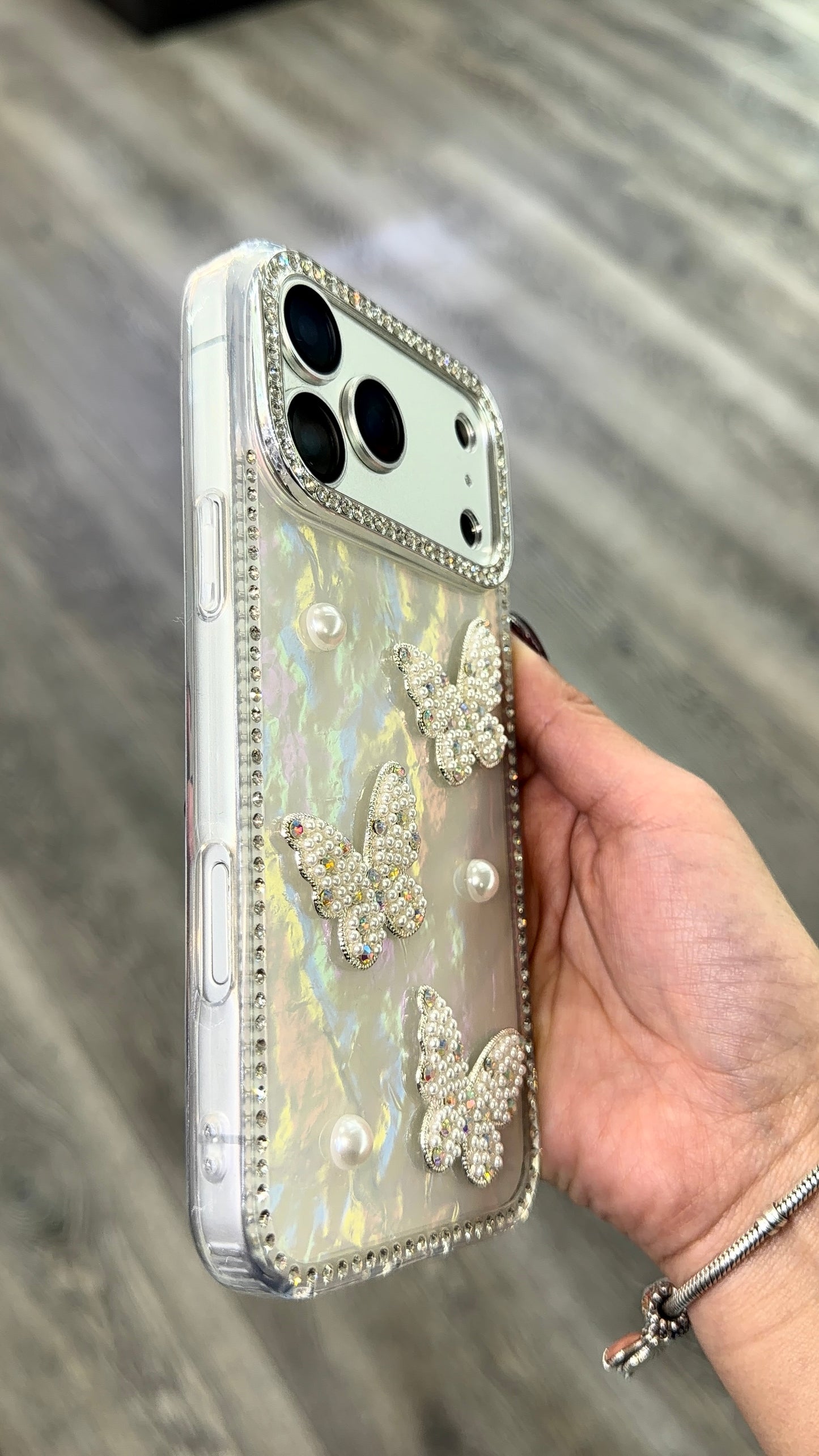 Iridescent case with butterflies for 17 series