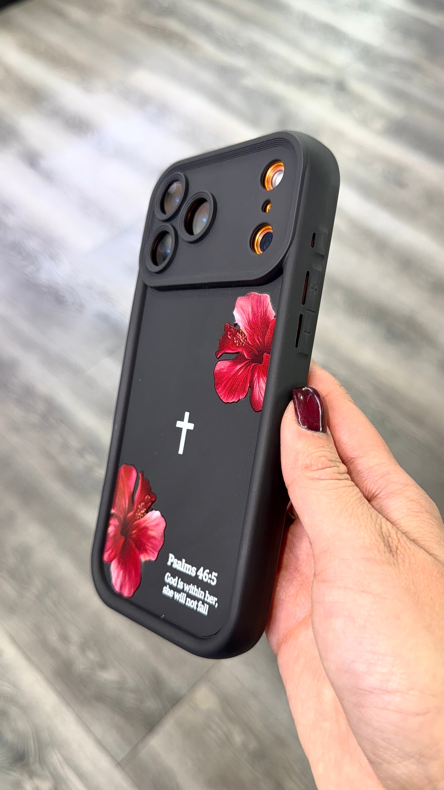 Pink or black Christian Silicon cover with camera protection