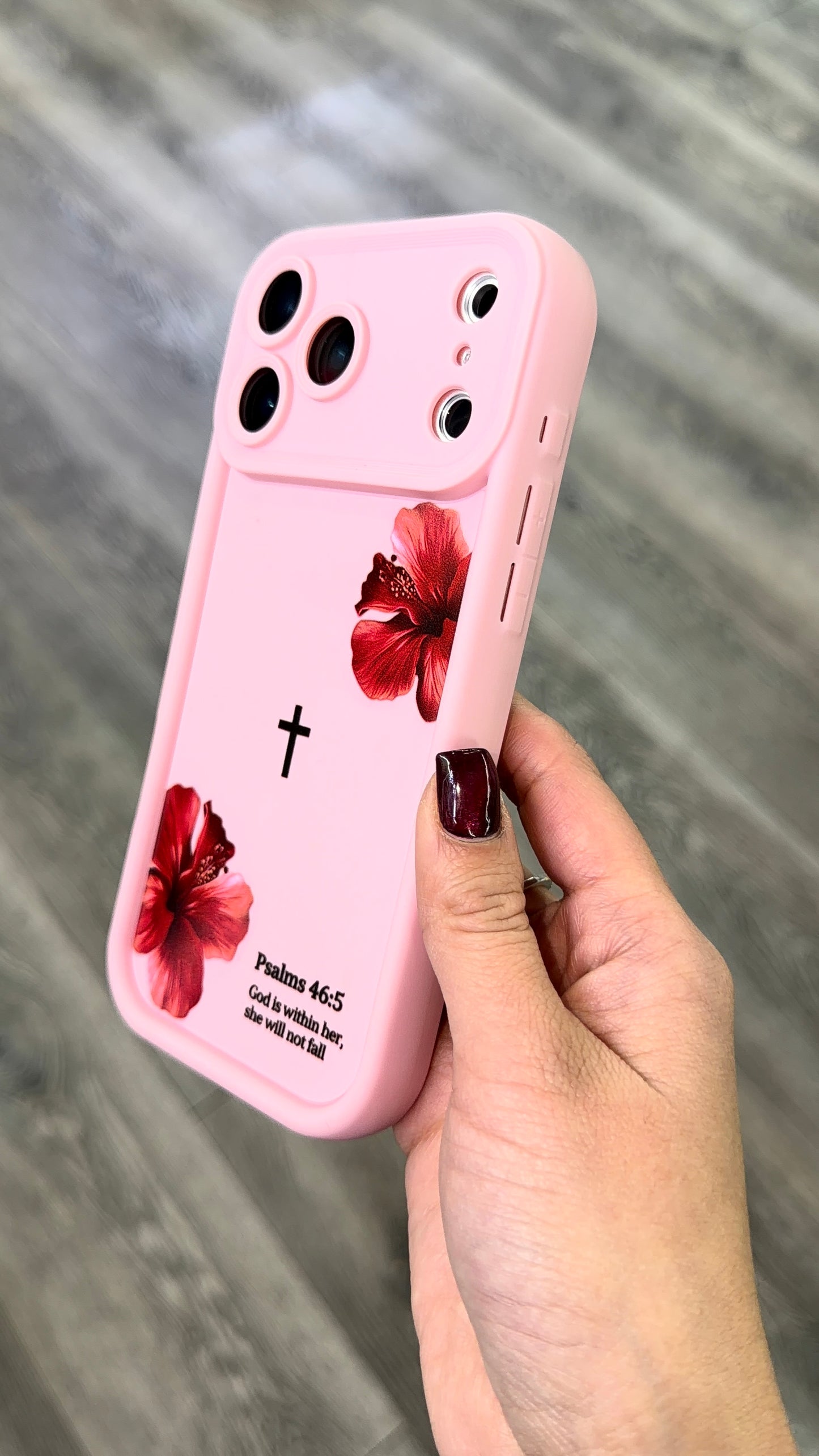 Pink or black Christian Silicon cover with camera protection
